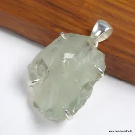 Pendentif pierre Améthyste verte brute serti griffes - Pendentifs pierres naturelles