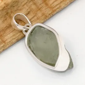 Pendentif argent Améthyste verte brute serti clos - Pendentifs pierres naturelles