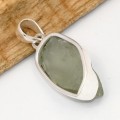 Pendentif argent Améthyste verte brute serti clos - Pendentifs pierres naturelles