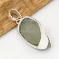 Pendentif argent Améthyste verte brute serti clos - Pendentifs pierres naturelles