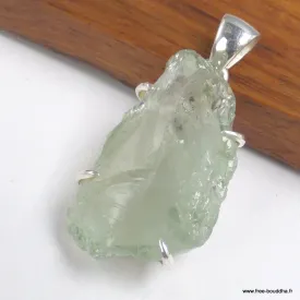 Pendentif argent Améthyste verte brute serti griffes - Pendentifs pierres naturelles