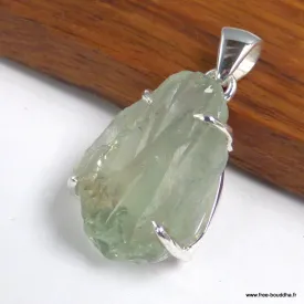 Pendentif Prasiolite brute argent 925 serti griffes - Pendentifs pierres naturelles