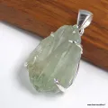 Pendentif Prasiolite brute argent 925 serti griffes - Pendentifs pierres naturelles