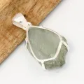 Pendentif Prasiolite brute argent 925 serti griffes - Pendentifs pierres naturelles