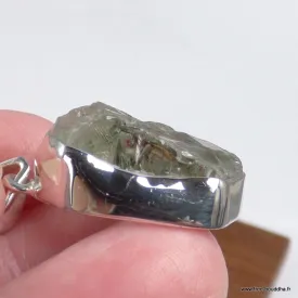 Gros Pendentif Prasiolite brute argent 925 serti clos - Pendentifs pierres naturelles