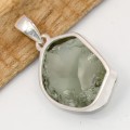 Gros Pendentif Prasiolite brute argent 925 serti clos - Pendentifs pierres naturelles