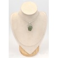 Gros Pendentif Prasiolite brute argent 925 serti clos - Pendentifs pierres naturelles