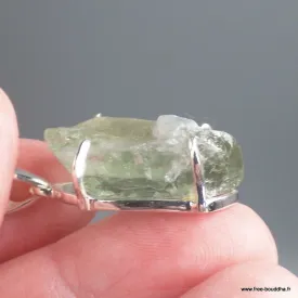 Pendentif en pierre Prasiolite brute argent 925 serti griffes - Pendentifs pierres naturelles
