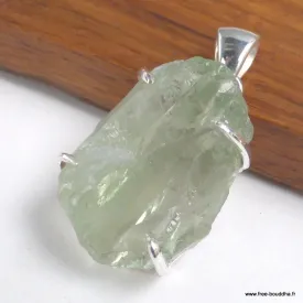 Pendentif en pierre Prasiolite brute argent 925 serti griffes - Pendentifs pierres naturelles