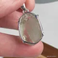 Pendentif en pierre Prasiolite brute argent 925 serti griffes - Pendentifs pierres naturelles
