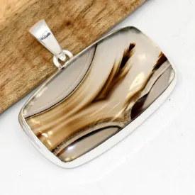 Grand Pendentif Agate du Montana rectangulaire - Bijoux en Agate