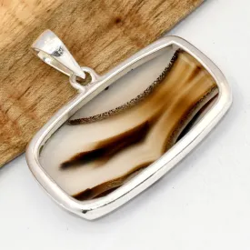 Grand Pendentif Agate du Montana rectangulaire - Bijoux en Agate