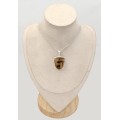 Pendentif Agate du Montana semi ovale Yellow Stone naturelle argent 925