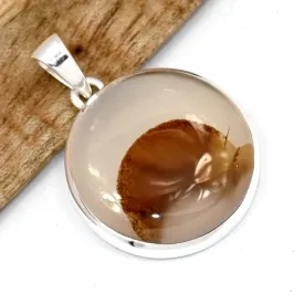 Pendentif rond en Agate du Montana authentique - Bijoux en Agate