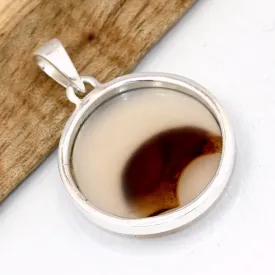 Pendentif rond en Agate du Montana authentique - Bijoux en Agate