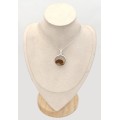 Pendentif rond Agate du Montana Yellow Stone naturelle argent 925