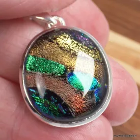 Pendentif Verre Dichroïque forme libre argent 925 - Pendentifs pierres naturelles