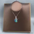 Pendentif Verre Dichroïque bleu jaune vert - Pendentifs pierres naturelles