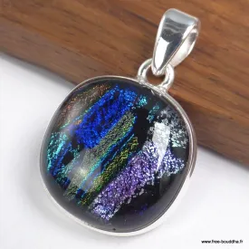 Pendentif Verre Dichroïque lumineux violet bleu - Pendentifs pierres naturelles