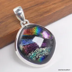 Pendentif Verre Dichroïque lumineux multicolore - Pendentifs pierres naturelles