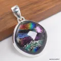 Pendentif Verre Dichroïque lumineux multicolore - Pendentifs pierres naturelles