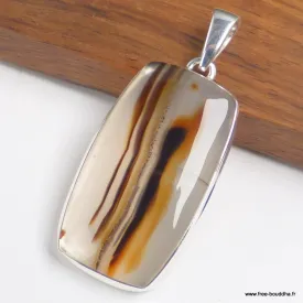 Grand Pendentif  Montana authentique rectangulaire - Bijoux en Agate