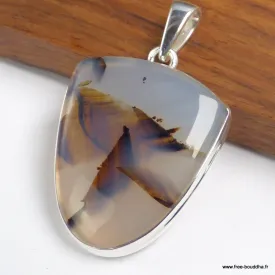 Grand Pendentif  Montana authentique semi-ovale - Bijoux en Agate