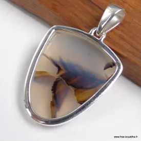 Grand Pendentif  Montana authentique semi-ovale - Bijoux en Agate