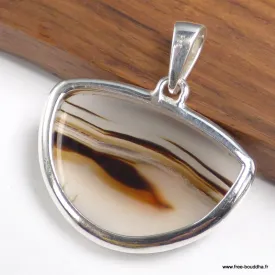 Pendentif Authentique Agate du Montana semi-ronde - Bijoux en Agate