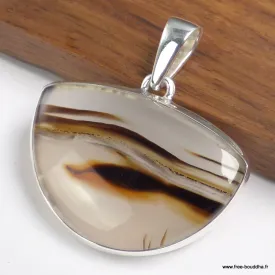 Pendentif Authentique Agate du Montana semi-ronde - Bijoux en Agate