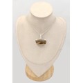 Pendentif Agate du Montana semi‑ronde, pierre d'ancrage