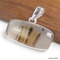 Pendentif Agate du Montana rectangulaire – Argent 925 authentique