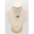 Pendentif Agate du Montana rectangulaire – Argent 925 authentique
