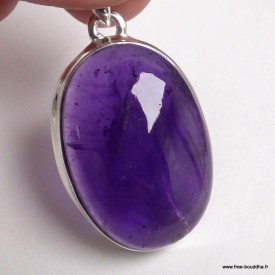 Pendentif Améthyste naturelle AAA · monture argent - Pendentifs pierres naturelles