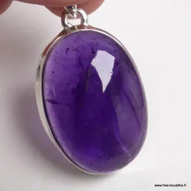 Pendentif Améthyste naturelle AAA · monture argent - Pendentifs pierres naturelles