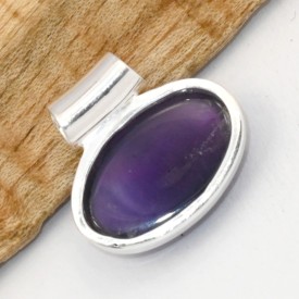 Pendentif Améthyste AAA & Pierre de Lune cabochon · argent 925 ·
