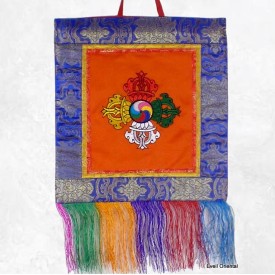 Tenture tibétaine double dorjé orange 30 X 32 CM - Tentures bouddhistes