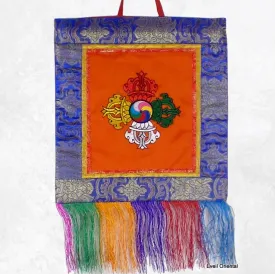 Tenture tibétaine double dorjé orange 30 X 32 CM - Tentures bouddhistes