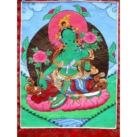 Tangka tibétain peinture Tara Verte Tentures tibétaines Bouddha TANGTV