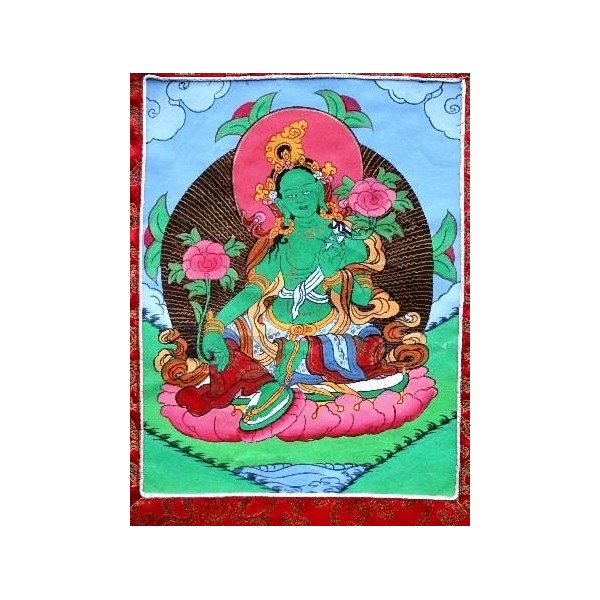Tangka tibétain peinture Tara Verte Tentures tibétaines Bouddha TANGTV