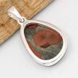 Pendentif Obsidienne Peanut cacahuète forme libre argent 925