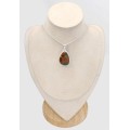 Pendentif Obsidienne Peanut cacahuète forme libre argent 925