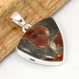 Pendentif Obsidienne Peanut cacahuète triangulaire argent 925