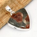 Pendentif Obsidienne Peanut cacahuète triangulaire argent 925