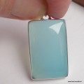 Pendentif Calcédoine bleu paraiba rectangulaire - Pendentifs pierres naturelles