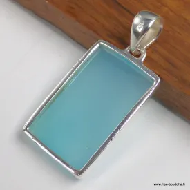 Pendentif Calcédoine bleu paraiba rectangulaire - Chakra de la Gorge