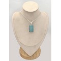 Pendentif Calcédoine bleu paraiba rectangulaire - Pendentifs pierres naturelles