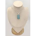 Pendentif Calcédoine bleu paraiba rectangulaire - Chakra de la Gorge