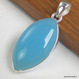 Pendentif Calcedoine bleu paraiba marquise argent 925