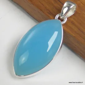 Pendentif Calcédoine bleu paraiba marquise - Chakra de la Gorge